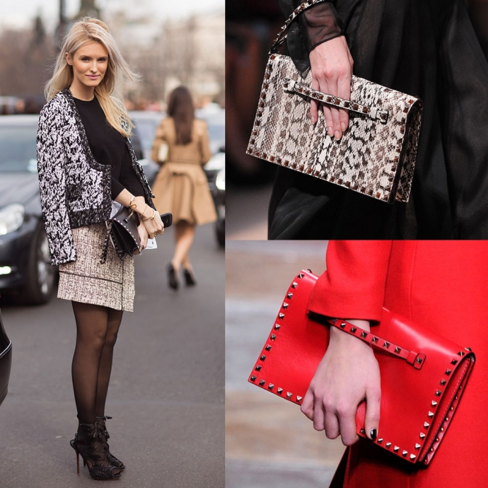 Звезды с Rockstud Leather Clutch